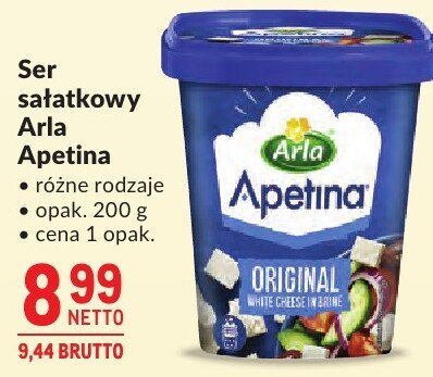 Ser sałatkowy Arla Apetina różne rodzaje promocja w Makro