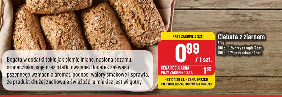 Ciabata z ziarnem promocja