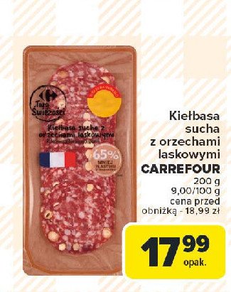 Kiełbasa sucha z orzechami laskowymi Carrefour targ świeżości promocja