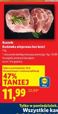 Rzeźnik Karkówka wieprzowa bez kości promocja w Lidl