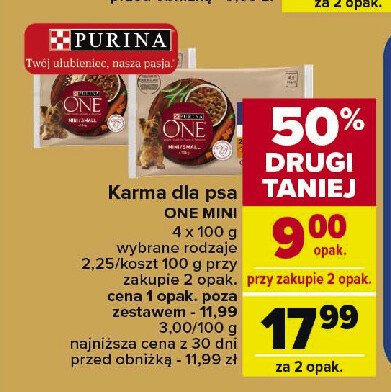 Karma dla psa adult mini wołowina i ryż Purina one promocja w Carrefour Market