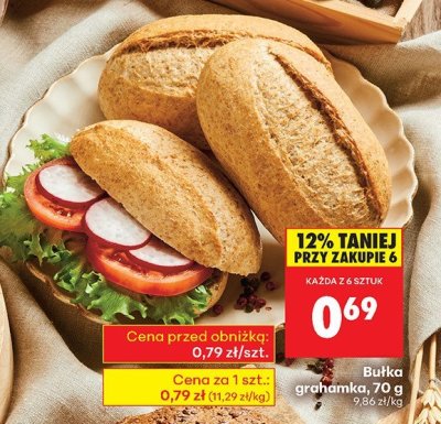 Bułka grahamka, 70 g promocja w Biedronka