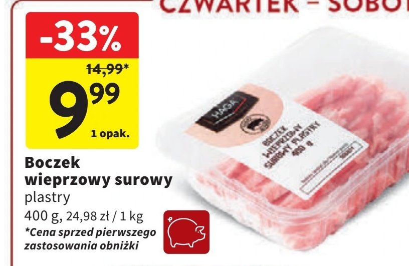 Boczek wieprzowy plastry Haga promocja w Intermarche