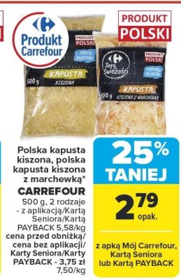 Kapusta kiszona polska, kapusta kiszona z marchewką Carrefour promocja w Carrefour Market