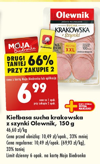 Kiełbasa krakowska sucha z szynki Olewnik promocja