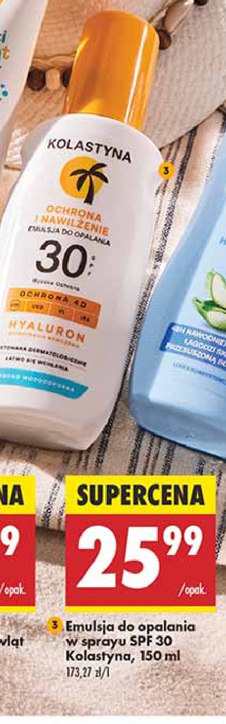 Emulsja do opalania spf 30 Kolastyna protect beauty promocja w Biedronka