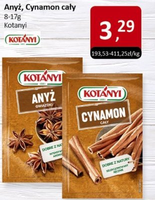Anyż, Cynamon cały Kotányi promocja w Market Point