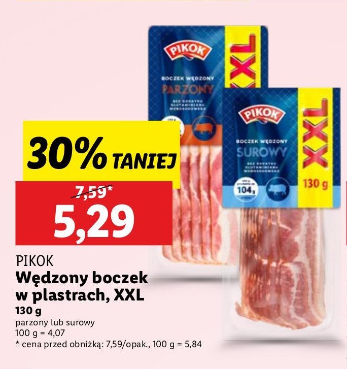 Boczek parzowny wędzony w plastrach Pikok promocja w Lidl