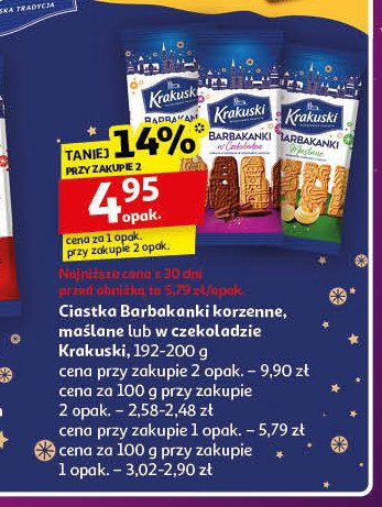 Herbatniki korzenne w czekoladzie Krakuski barbakanki Krakuski bahlsen promocja w Auchan