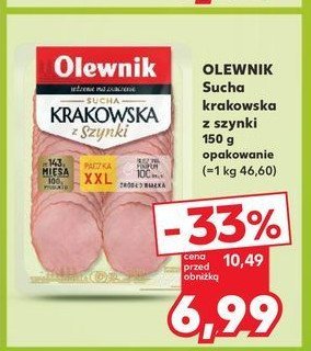 Kiełbasa krakowska sucha z szynki Olewnik promocja w Kaufland