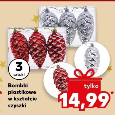 Bombki plastikowe w kształcie szyszki 3 sztuki promocja w Kaufland