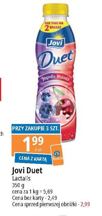 Jogurt jagoda-wiśnia Jovi duet promocja