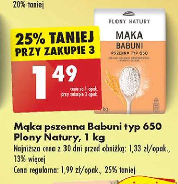 Mąka babuni pszenna typ 650 Plony natury promocja w Biedronka