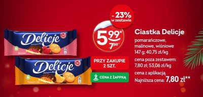 Ciastka Delicje pomarańczowe, malinowe, wiśniowe promocja w Żabka