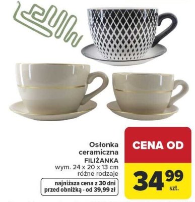 Osłonka ceramiczna FILIZKA wym. 24 x 20 x 13 cm różne rodzaje promocja w Carrefour