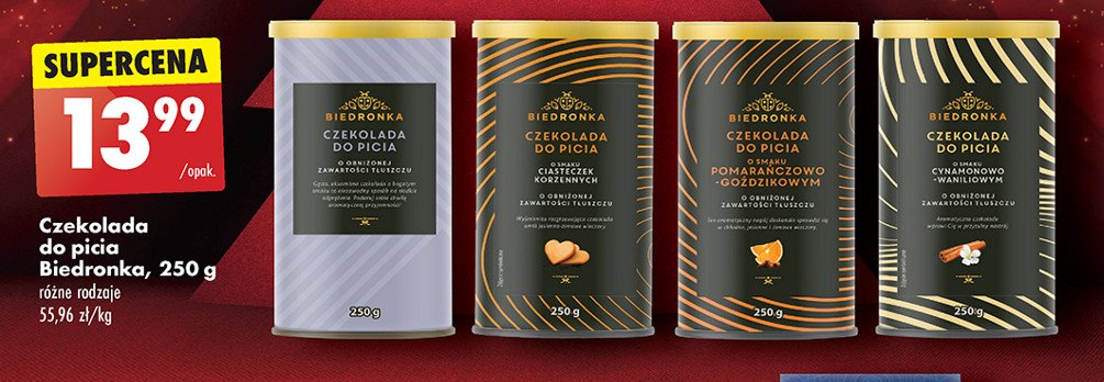 Czekolada do picia o smaku pomarańczowo-goździkowym Biedronka promocja