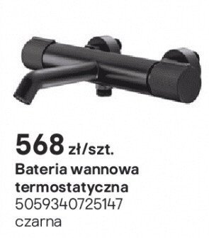 Bateria wannowa termostatyczna Levanna czarna promocja w Castorama