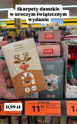 Skarpety damskie świąteczne 2pak Fluffy CLEVE promocja w Biedronka