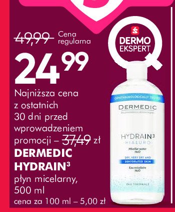 Płyn miceralny hialuro Dermedic hydrain 3 promocja