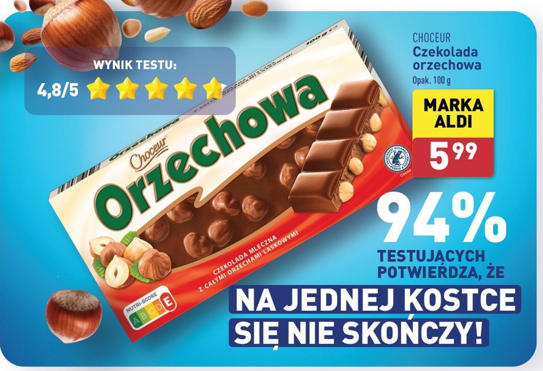 Czekolada orzechowa Choceur promocja w Aldi