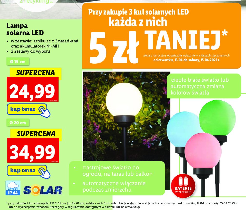 Lampa solarna led 20 cm LIVARNO HOME promocja