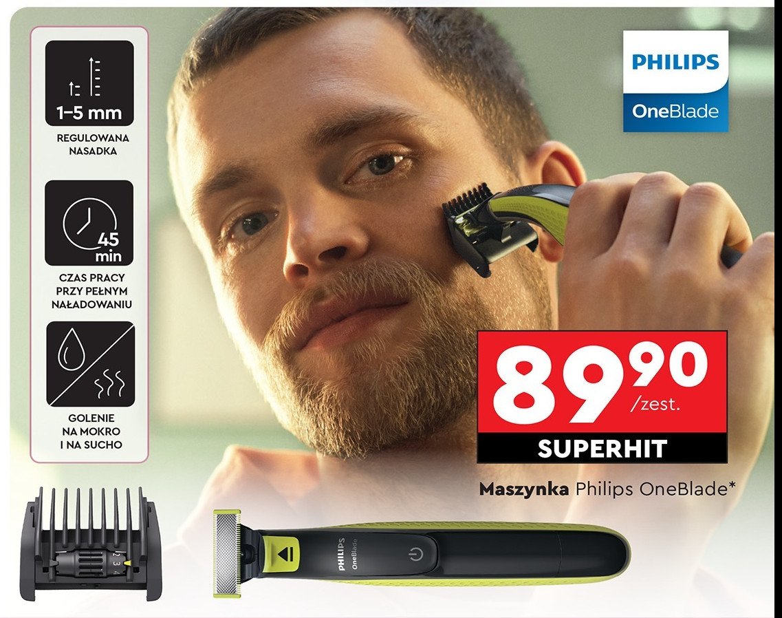 Golarka hybrydowa qp2520/20 Philips oneblade promocja w Biedronka