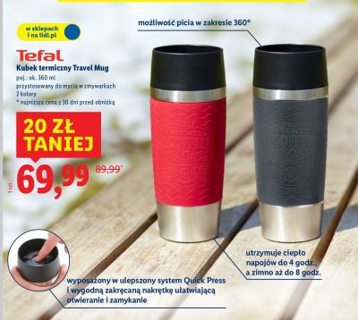 Kubek termiczny travel mug essential 0.36 l czarny Tefal promocja w Lidl