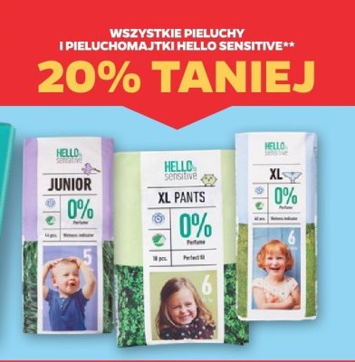 Wszystkie pieluchy i pieluchomajtki Hello Sensitive -20% taniej promocja w Netto