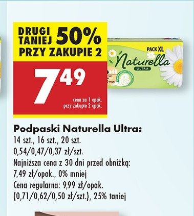 Podpaski higieniczne normal Naturella ultra promocja w Biedronka