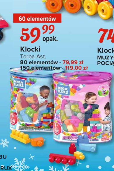 Klocki w torbie 60 el. r贸偶owe Mega bloks promocja