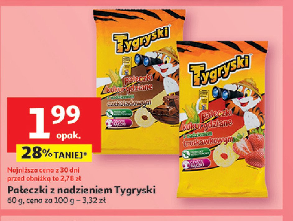 Pałeczki kukurydziane czekoladowe Tygryski promocja w Auchan