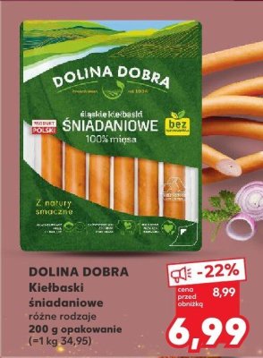 Kiełbaski śniadaniowe różne rodzaje DOLINA DOBRA promocja w Kaufland