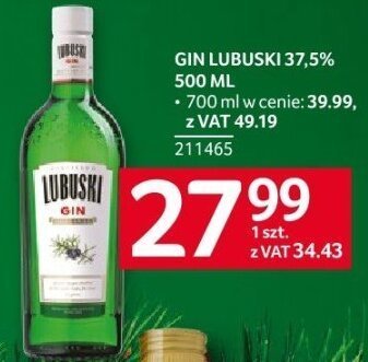 Gin Lubuski 37,5% 500 ml promocja w Selgros