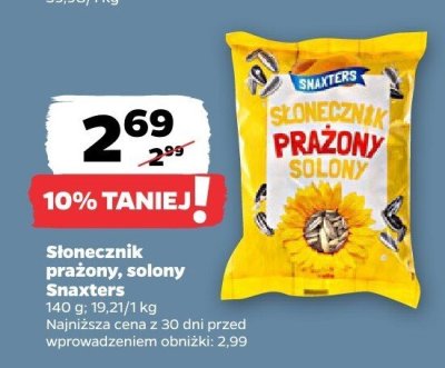 Słonecznik prażony, solony Snaxters promocja w Netto