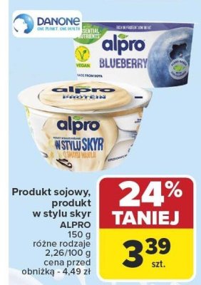 Produkt sojowy, produkt w stylu skyr ALPRO 150 g różne rodzaje 2,26/100 g promocja w Carrefour