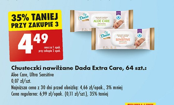 Chusteczki wilgotne aloe care Dada extra care promocja