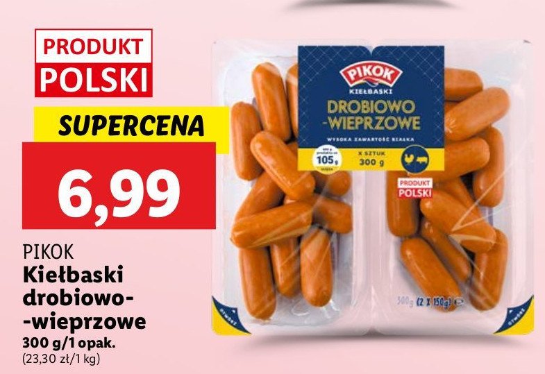 Kiełbaski drobiowo-wieprzowe Pikok promocja