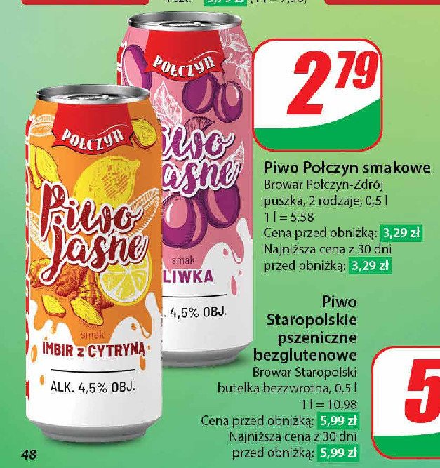 Piwo imbir z cytryną Połczyn promocja w Dino