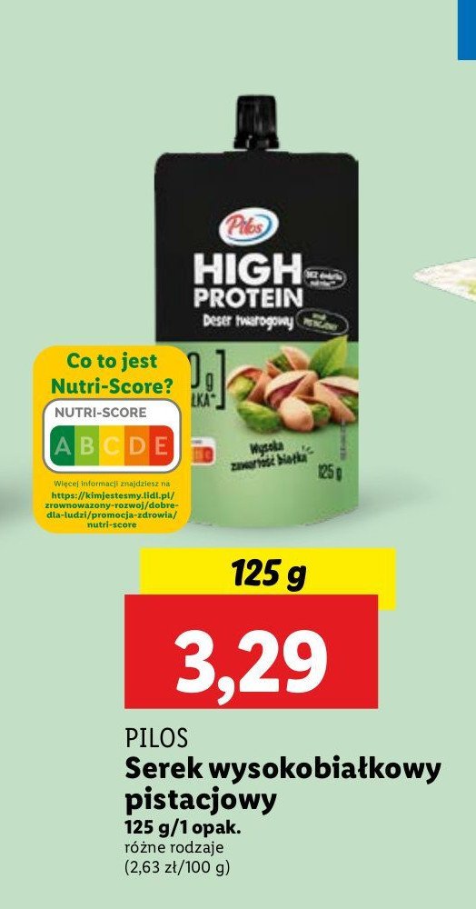 Deser twarogowy pistacjowy saszetka PILOS HIGH PROTEIN promocja