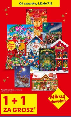 Kalendarz adwentowy Lindt Teddy 1+1 za grosz promocja w Lidl
