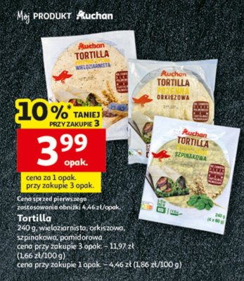 Tortilla Auchan, różne rodzaje promocja w Auchan