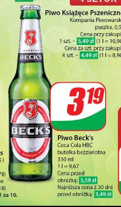 Piwo Beck's imported promocja