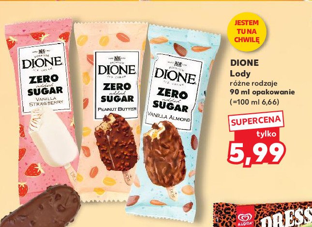 Lód vanilla-almond zero sugar DIONE promocja w Kaufland