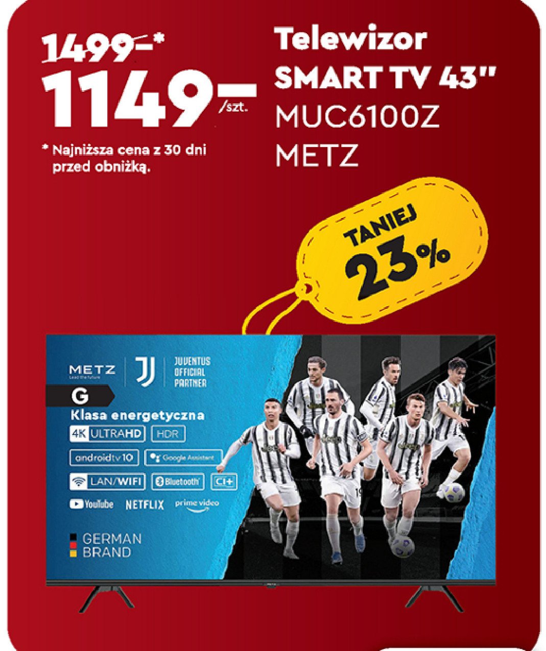 Telewizor led 43" muc6100z METZ promocja