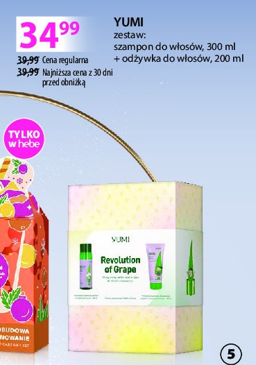 Zestaw w pudełku winogronowa regeneracja szampon do włosów 300 ml + odżywka do włosów 200 ml Yumi cosmetics promocja w Hebe