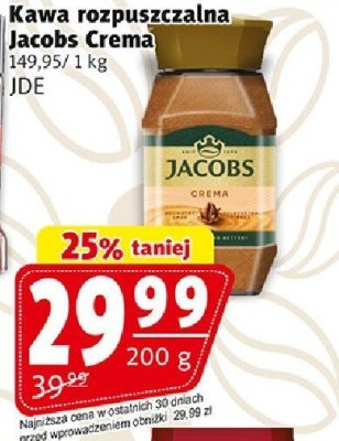 Kawa rozpuszczalna Jacobs Crema JDE 200 g promocja w Prim Market