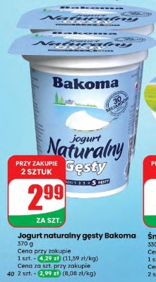 Jogurt naturalny gęsty Bakoma promocja w Dino