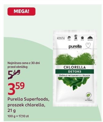 Proszek chlorella Purella Superfoods, 21 g promocja w Rossmann