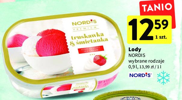 Lody truskawka & śmietanka Nordis promocje