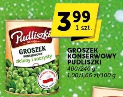 Groszek konserwowy Pudliszki zielony i soczysty promocja w Groszek